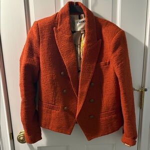 L'AGENCE Orange Double-Breasted Blazer